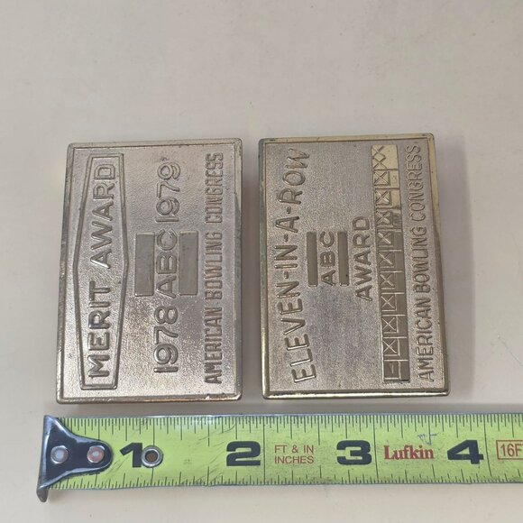Vintage Abc Bowling Merit & Eleven In A Row Award Belt Buckles 1978-1979 - Picture 6 of 6